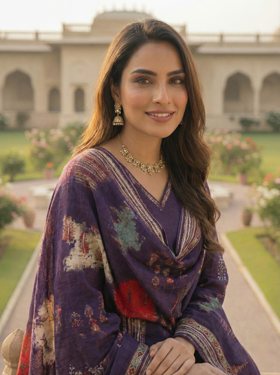 Purple Abstract Printed Kurta & Pant Set