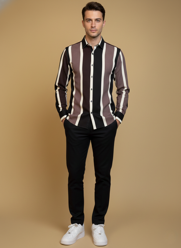 Striped Dual-Tone Vertical Pattern Shirt