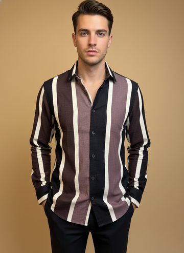 Striped Dual-Tone Vertical Pattern Shirt