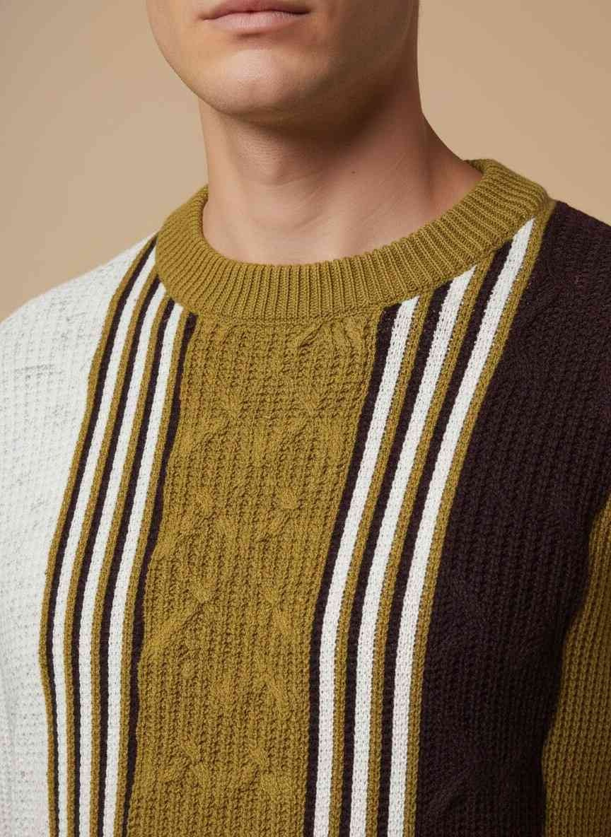 Striped Textured Knitted Sweatshirt