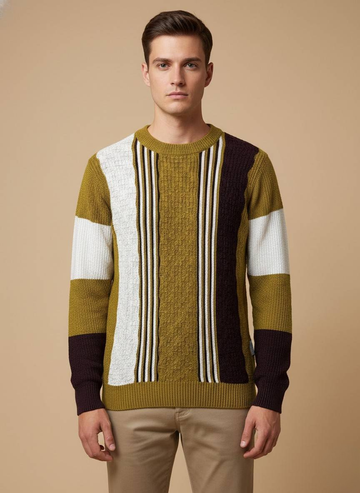 Striped Textured Knitted Sweatshirt