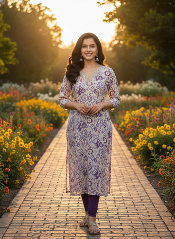 Lavender Printed Kurta