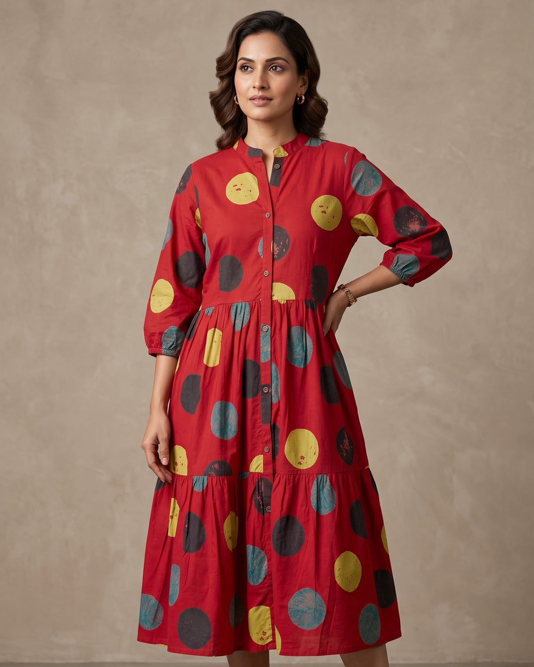 Ruby Abstract Dot Flared Maxi dress