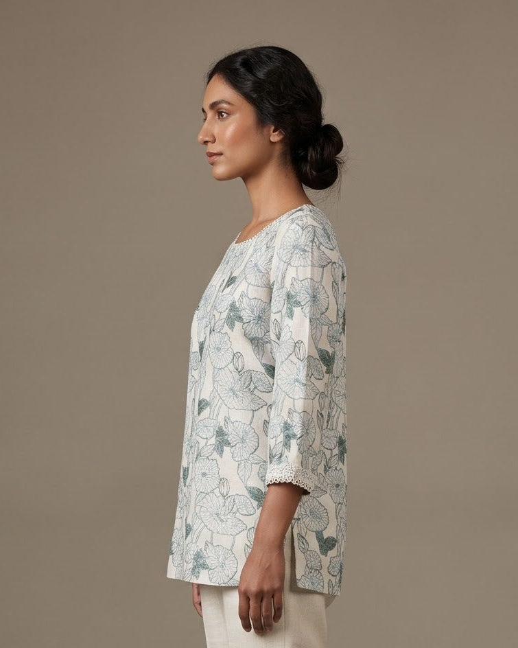 Porcelain Blossom Scallop Top