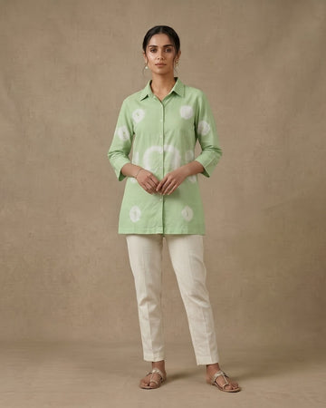 Pistachio Tie-Dye Shirt Kurti