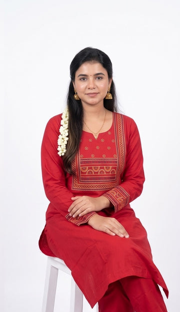 Crimson Heritage Printed Cotton Kurta