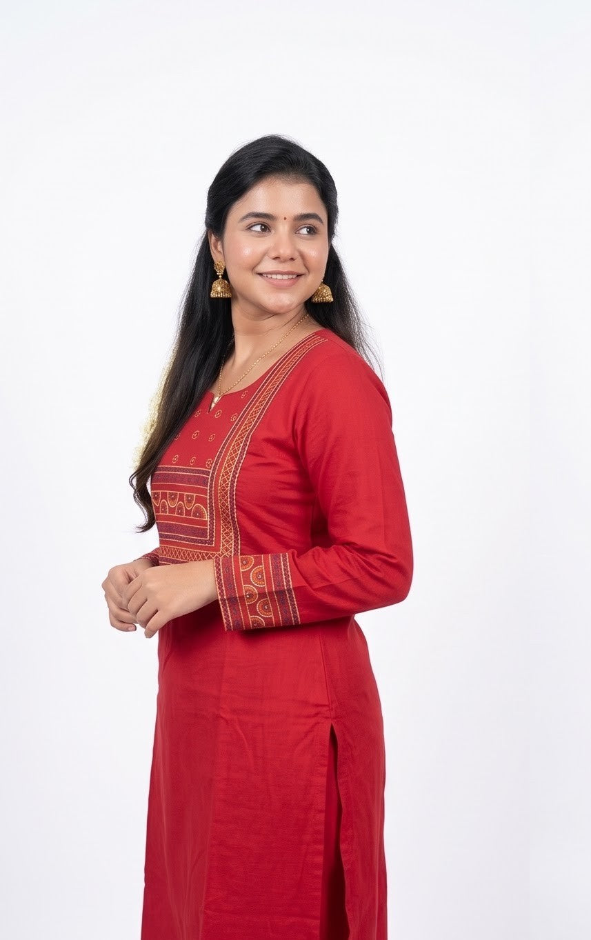 Crimson Heritage Printed Cotton Kurta